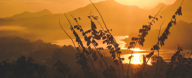 Sunset over the Mekong River in Laos