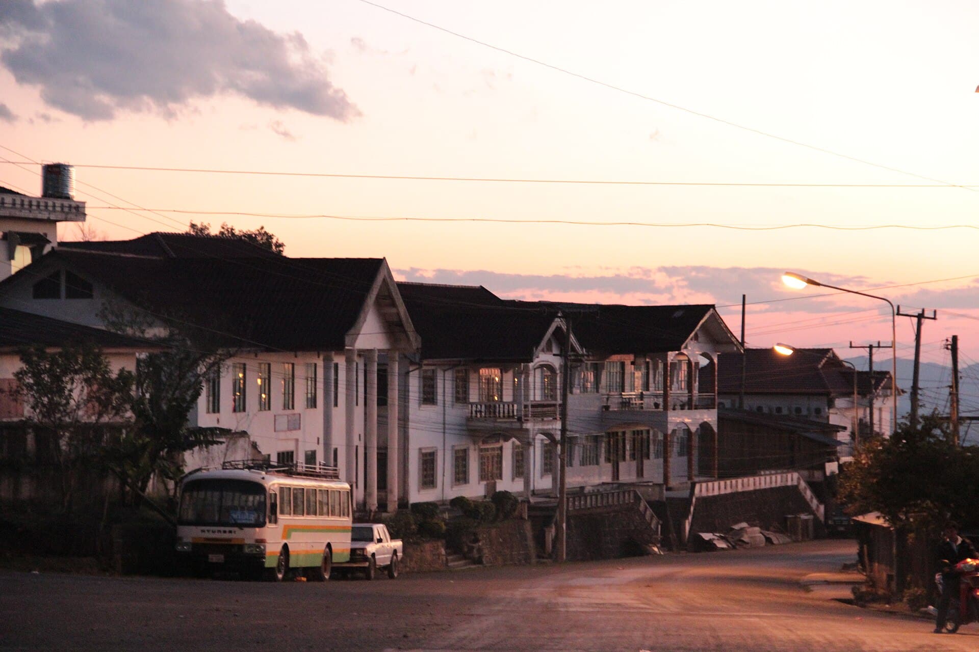 Street in Phongsaly town, northern Laos